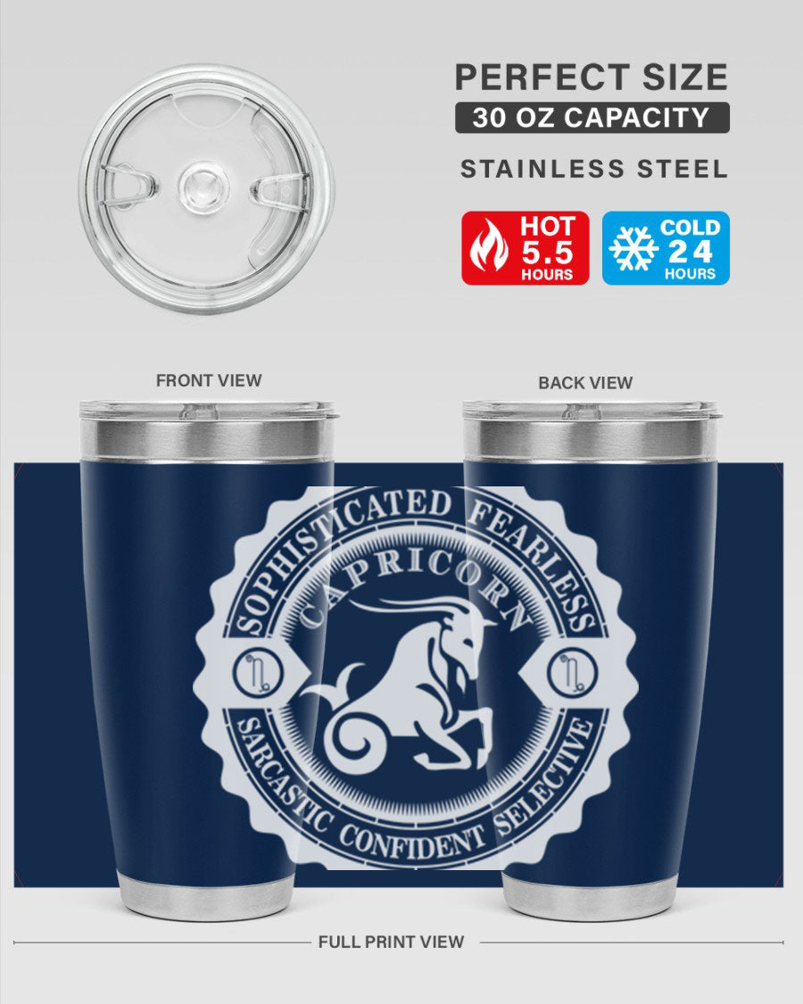 Capricorn 41# Tumbler, a stylish 20oz double wall vacuum stainless steel tumbler with a copper lining and drink-thru lid.