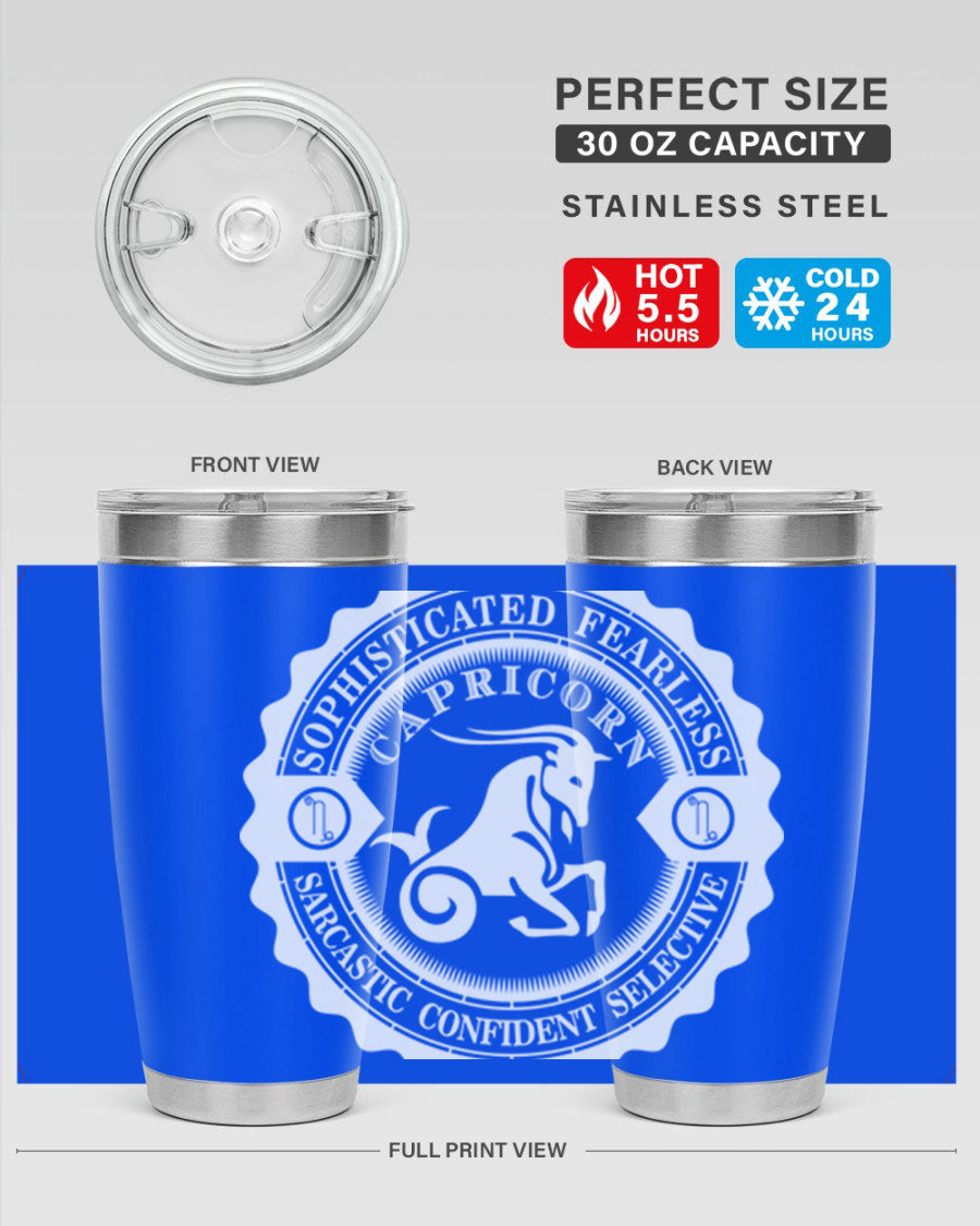 Capricorn 41# Tumbler, a stylish 20oz double wall vacuum stainless steel tumbler with a copper lining and drink-thru lid.