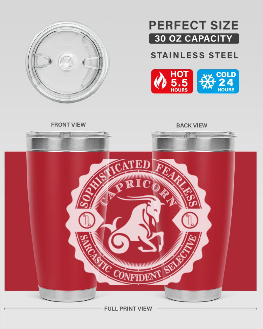 Capricorn 41# Tumbler, a stylish 20oz double wall vacuum stainless steel tumbler with a copper lining and drink-thru lid.