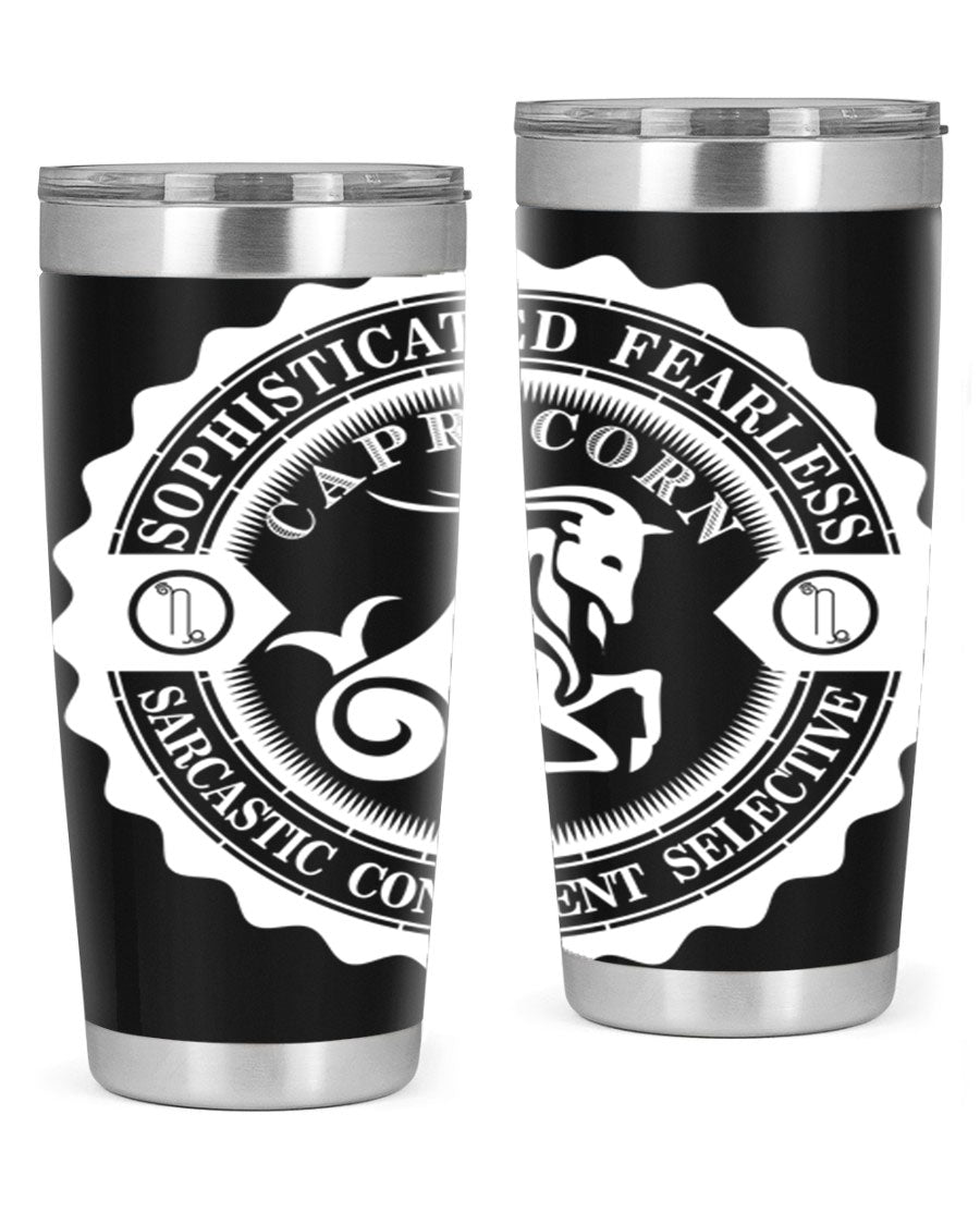 Capricorn 41# Tumbler, a stylish 20oz double wall vacuum stainless steel tumbler with a copper lining and drink-thru lid.