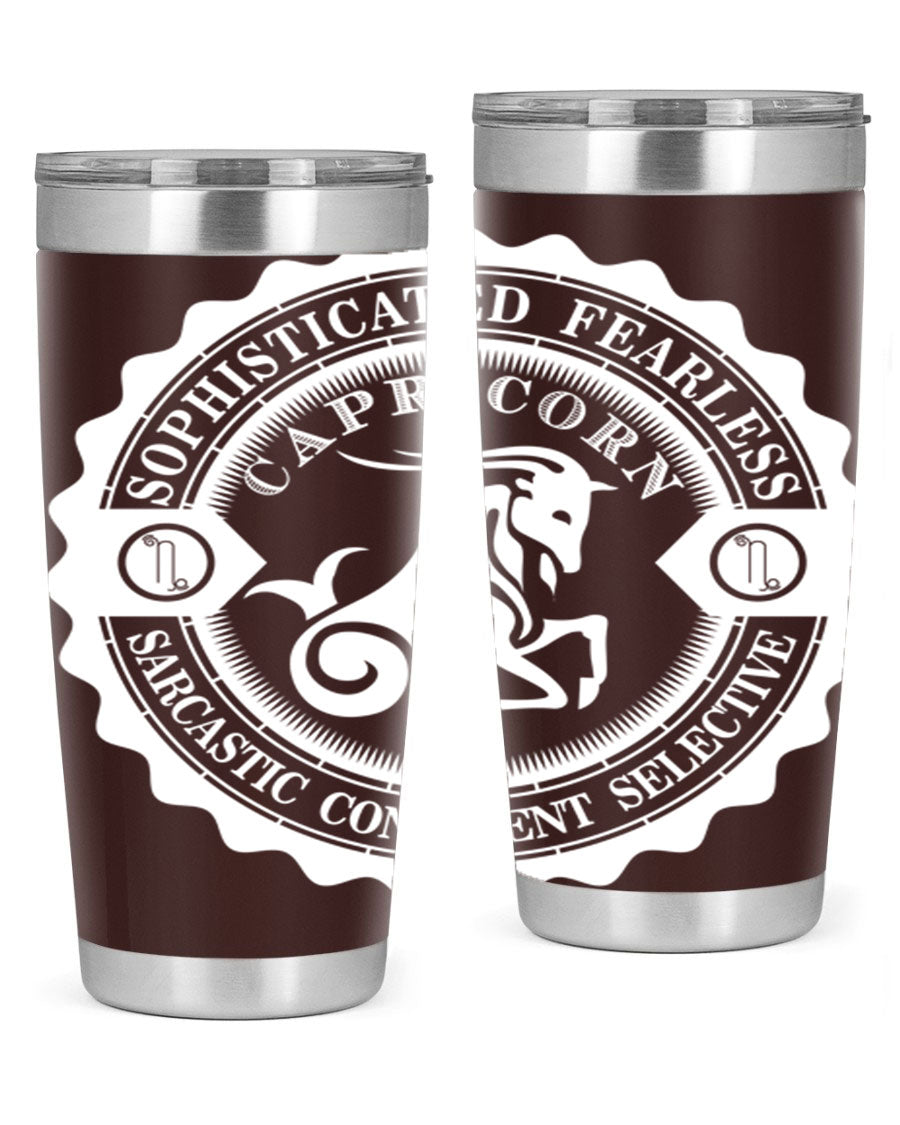 Capricorn 41# Tumbler, a stylish 20oz double wall vacuum stainless steel tumbler with a copper lining and drink-thru lid.