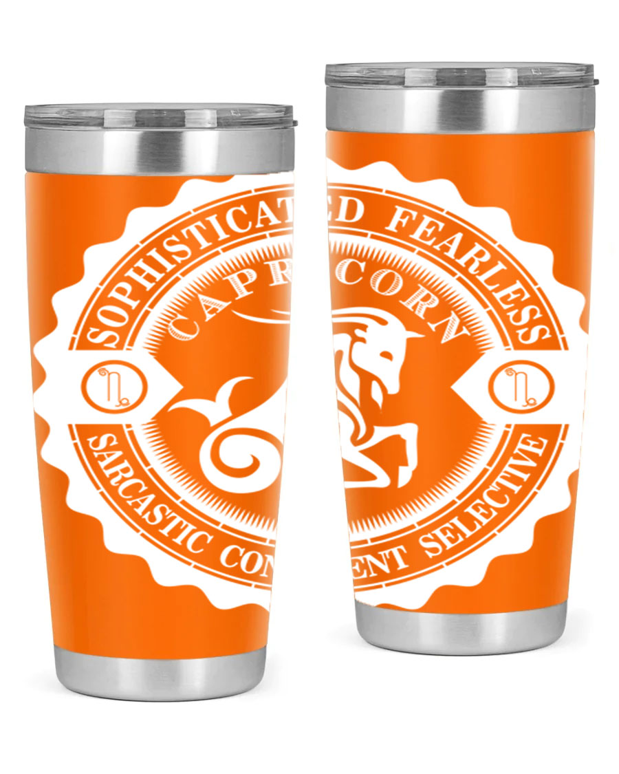 Capricorn 41# Tumbler, a stylish 20oz double wall vacuum stainless steel tumbler with a copper lining and drink-thru lid.