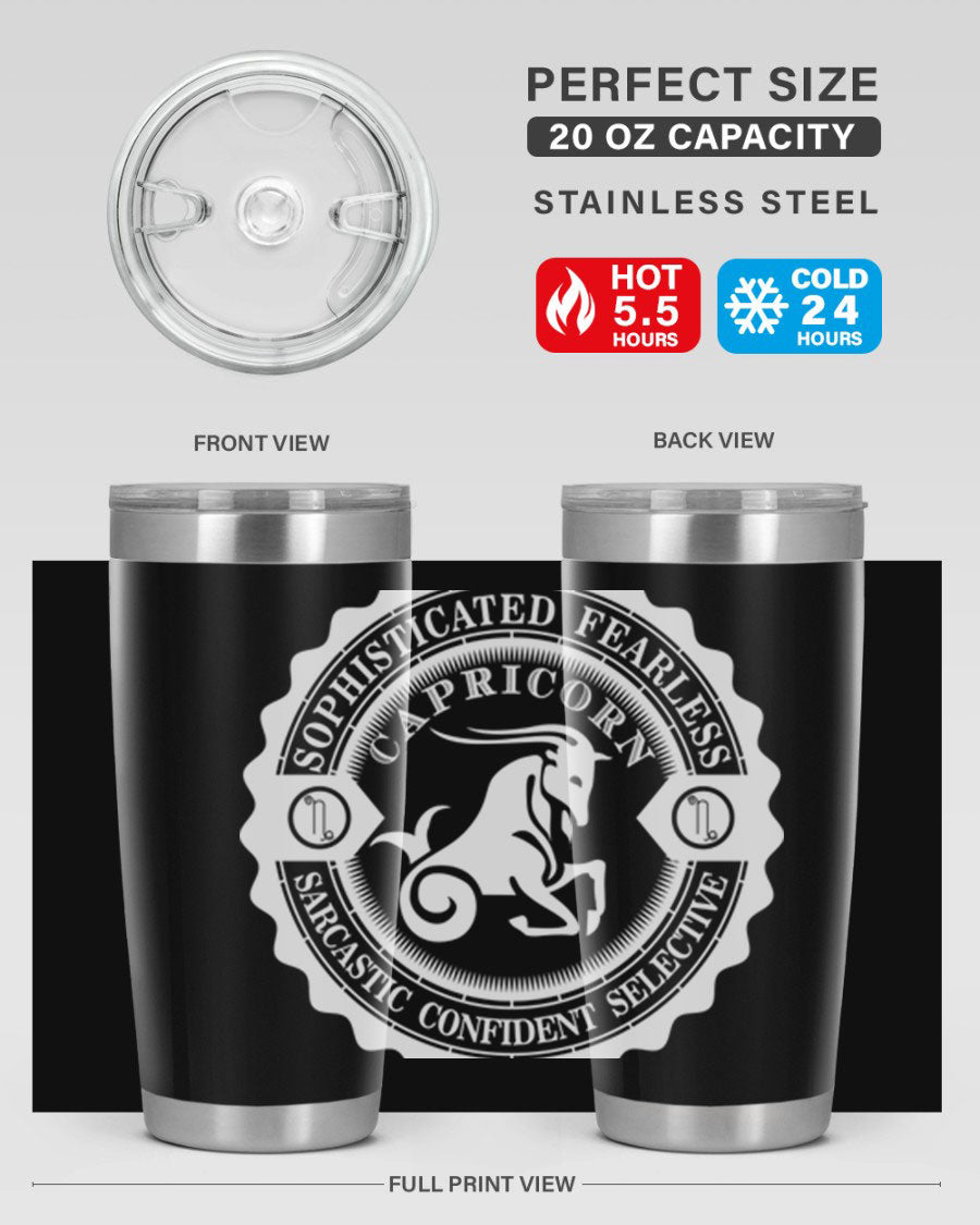 Capricorn 41# Tumbler, a stylish 20oz double wall vacuum stainless steel tumbler with a copper lining and drink-thru lid.