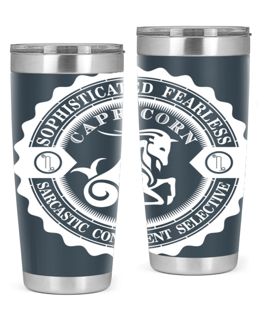 Capricorn 41# Tumbler, a stylish 20oz double wall vacuum stainless steel tumbler with a copper lining and drink-thru lid.