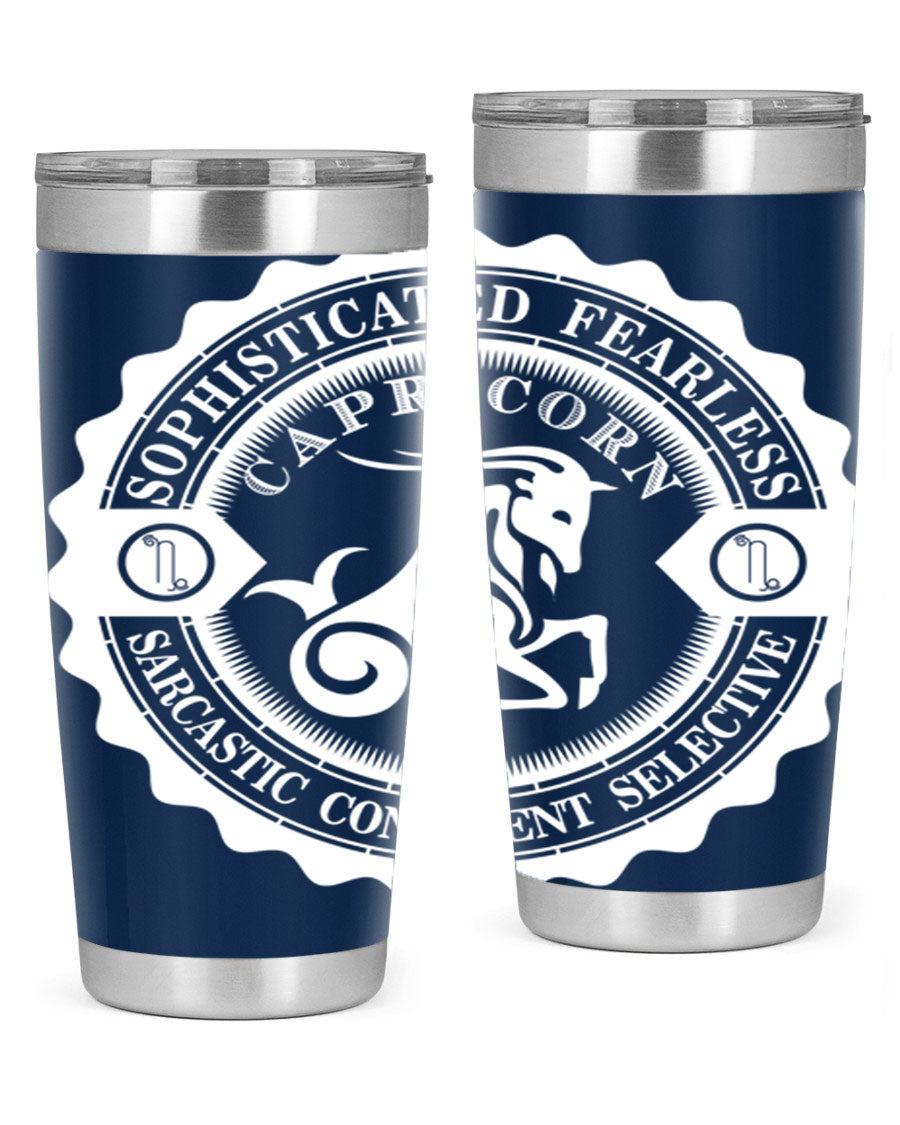 Capricorn 41# Tumbler, a stylish 20oz double wall vacuum stainless steel tumbler with a copper lining and drink-thru lid.