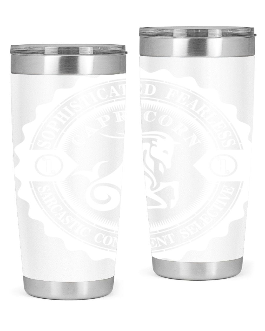 Capricorn 41# Tumbler, a stylish 20oz double wall vacuum stainless steel tumbler with a copper lining and drink-thru lid.