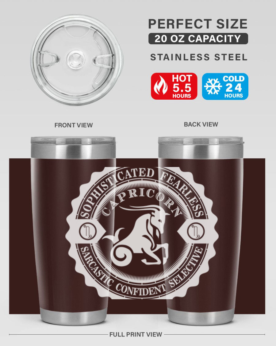 Capricorn 41# Tumbler, a stylish 20oz double wall vacuum stainless steel tumbler with a copper lining and drink-thru lid.