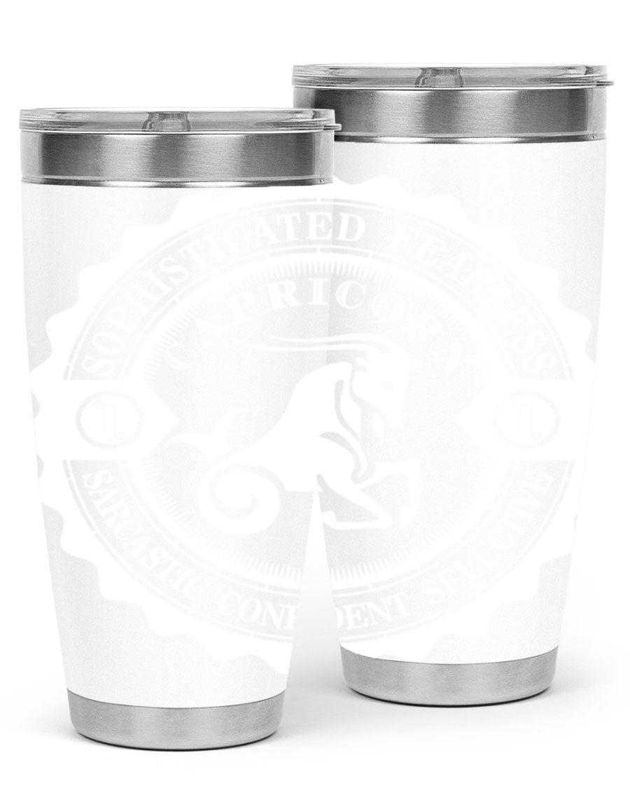 Capricorn 41# Tumbler, a stylish 20oz double wall vacuum stainless steel tumbler with a copper lining and drink-thru lid.