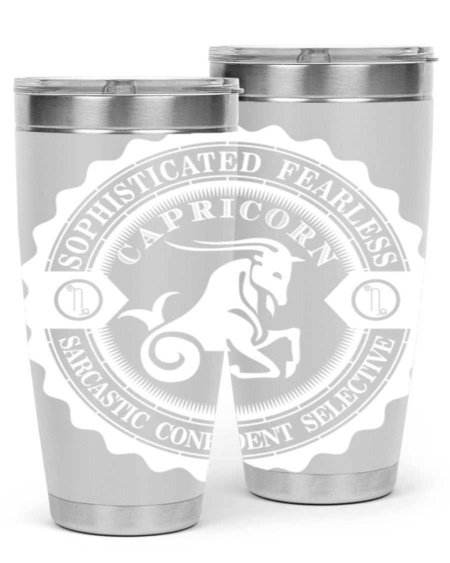 Capricorn 41# Tumbler, a stylish 20oz double wall vacuum stainless steel tumbler with a copper lining and drink-thru lid.