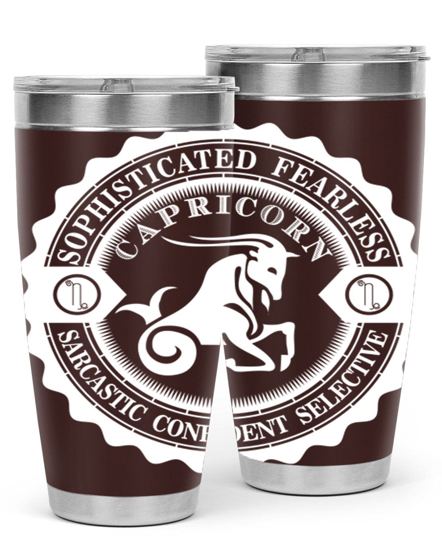 Capricorn 41# Tumbler, a stylish 20oz double wall vacuum stainless steel tumbler with a copper lining and drink-thru lid.