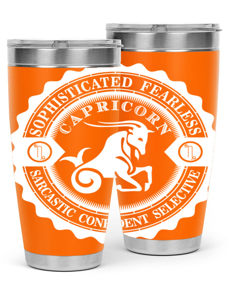 Capricorn 41# Tumbler, a stylish 20oz double wall vacuum stainless steel tumbler with a copper lining and drink-thru lid.