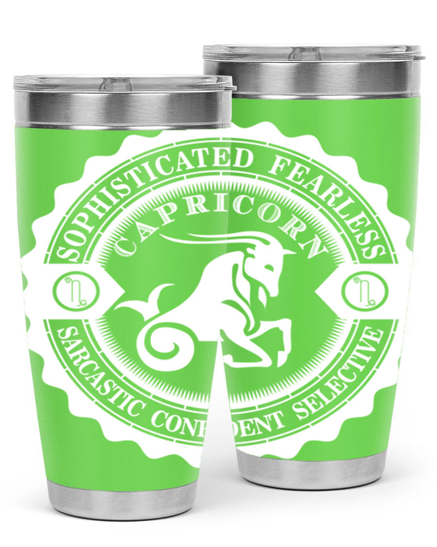 Capricorn 41# Tumbler, a stylish 20oz double wall vacuum stainless steel tumbler with a copper lining and drink-thru lid.