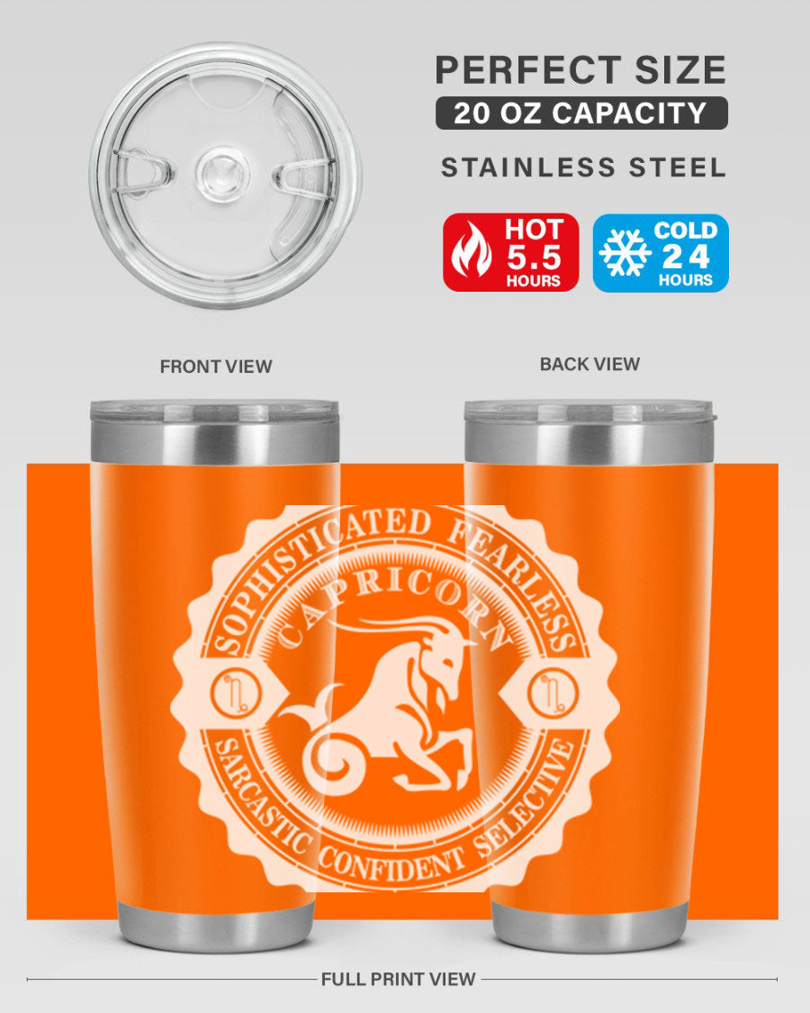 Capricorn 41# Tumbler, a stylish 20oz double wall vacuum stainless steel tumbler with a copper lining and drink-thru lid.