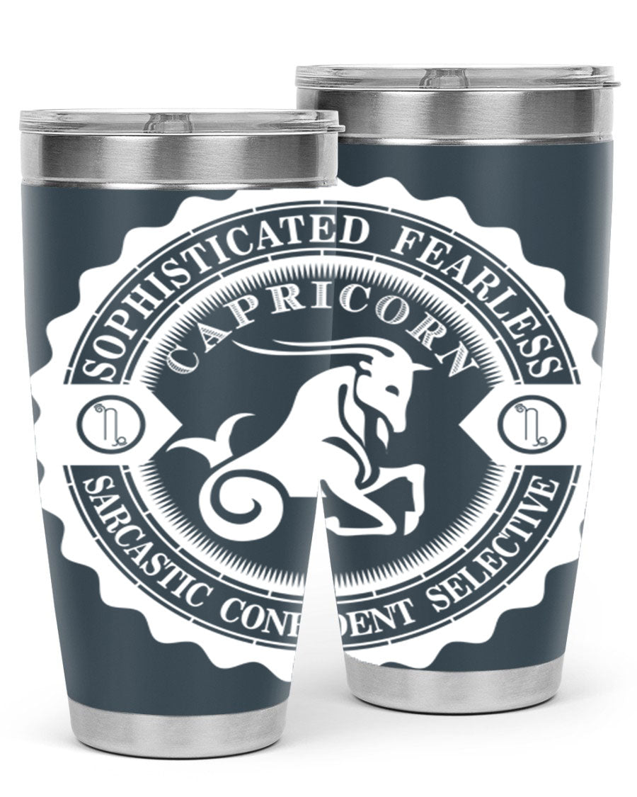 Capricorn 41# Tumbler, a stylish 20oz double wall vacuum stainless steel tumbler with a copper lining and drink-thru lid.