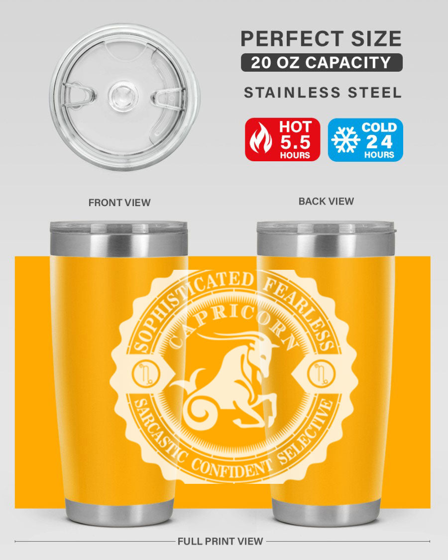 Capricorn 41# Tumbler, a stylish 20oz double wall vacuum stainless steel tumbler with a copper lining and drink-thru lid.