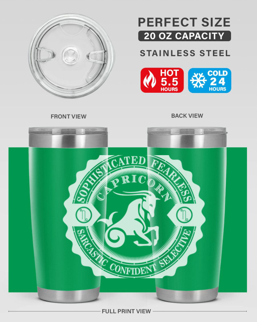 Capricorn 41# Tumbler, a stylish 20oz double wall vacuum stainless steel tumbler with a copper lining and drink-thru lid.