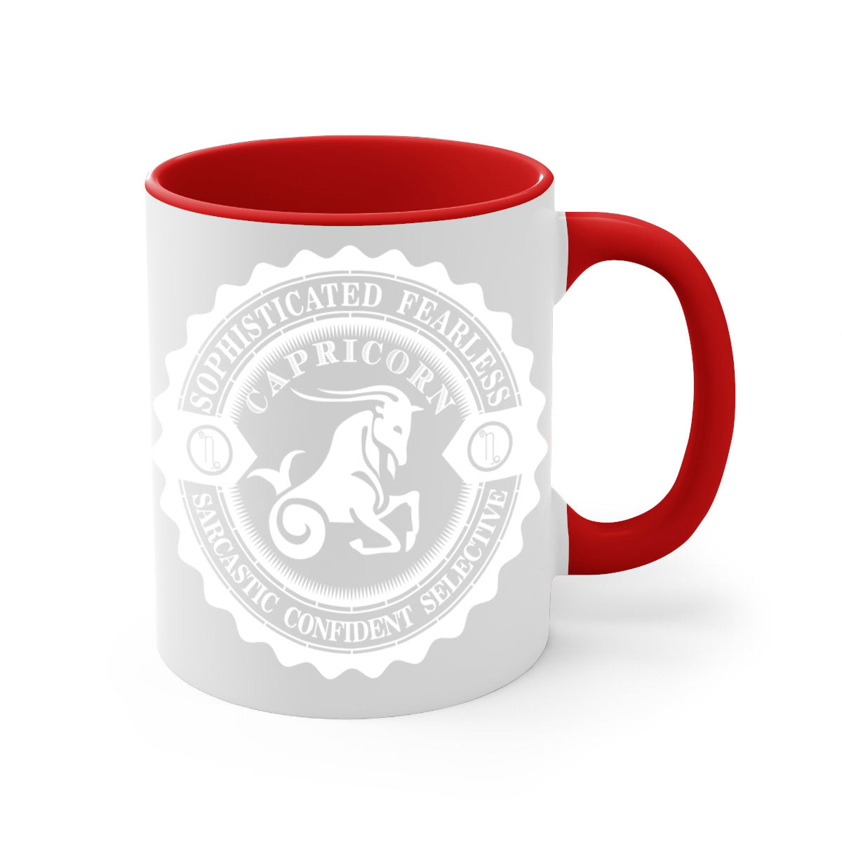 Capricorn 41# Mug featuring a glossy finish, colored handle, and interior, available in five vibrant colors.