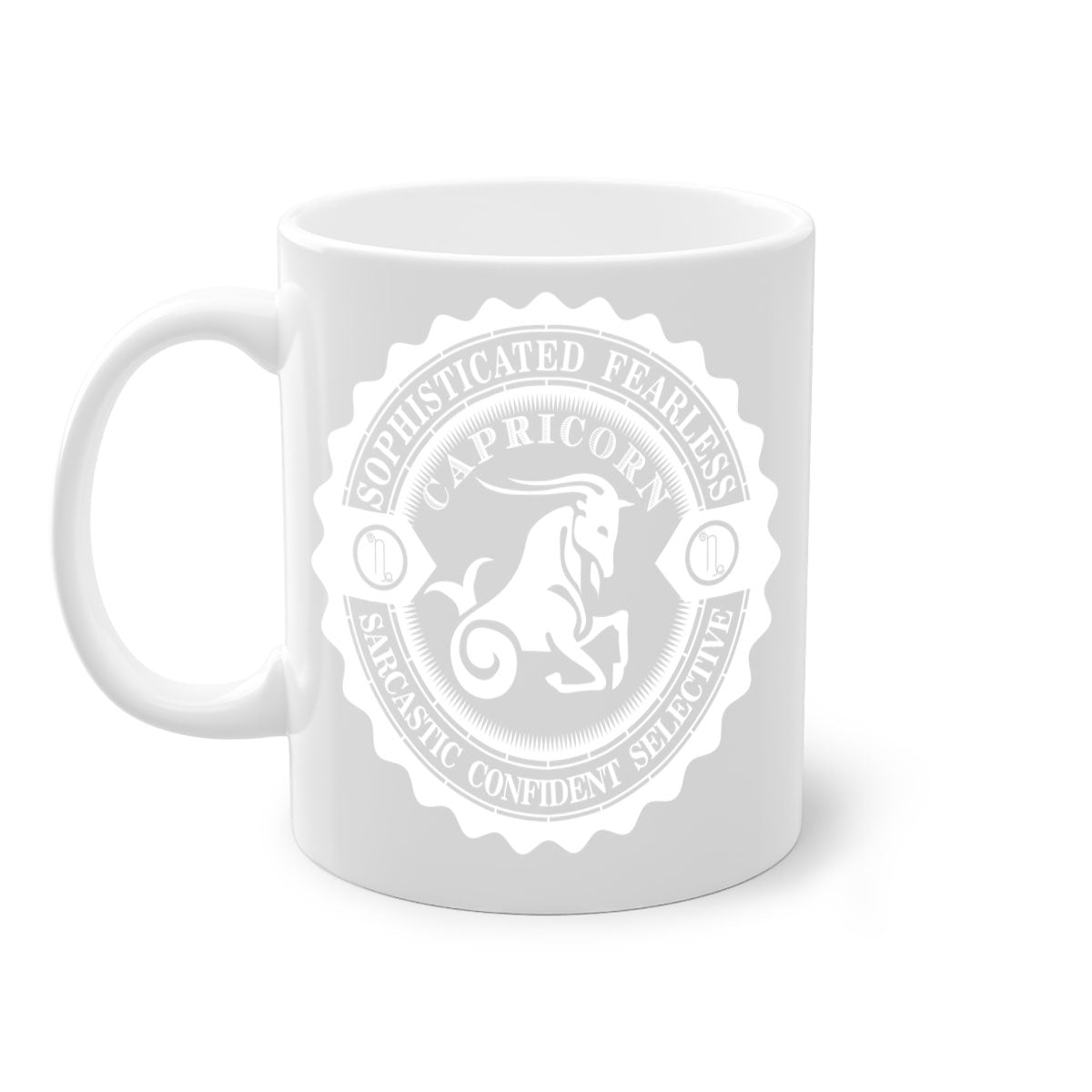 Capricorn 41# Mug featuring a glossy finish, colored handle, and interior, available in five vibrant colors.