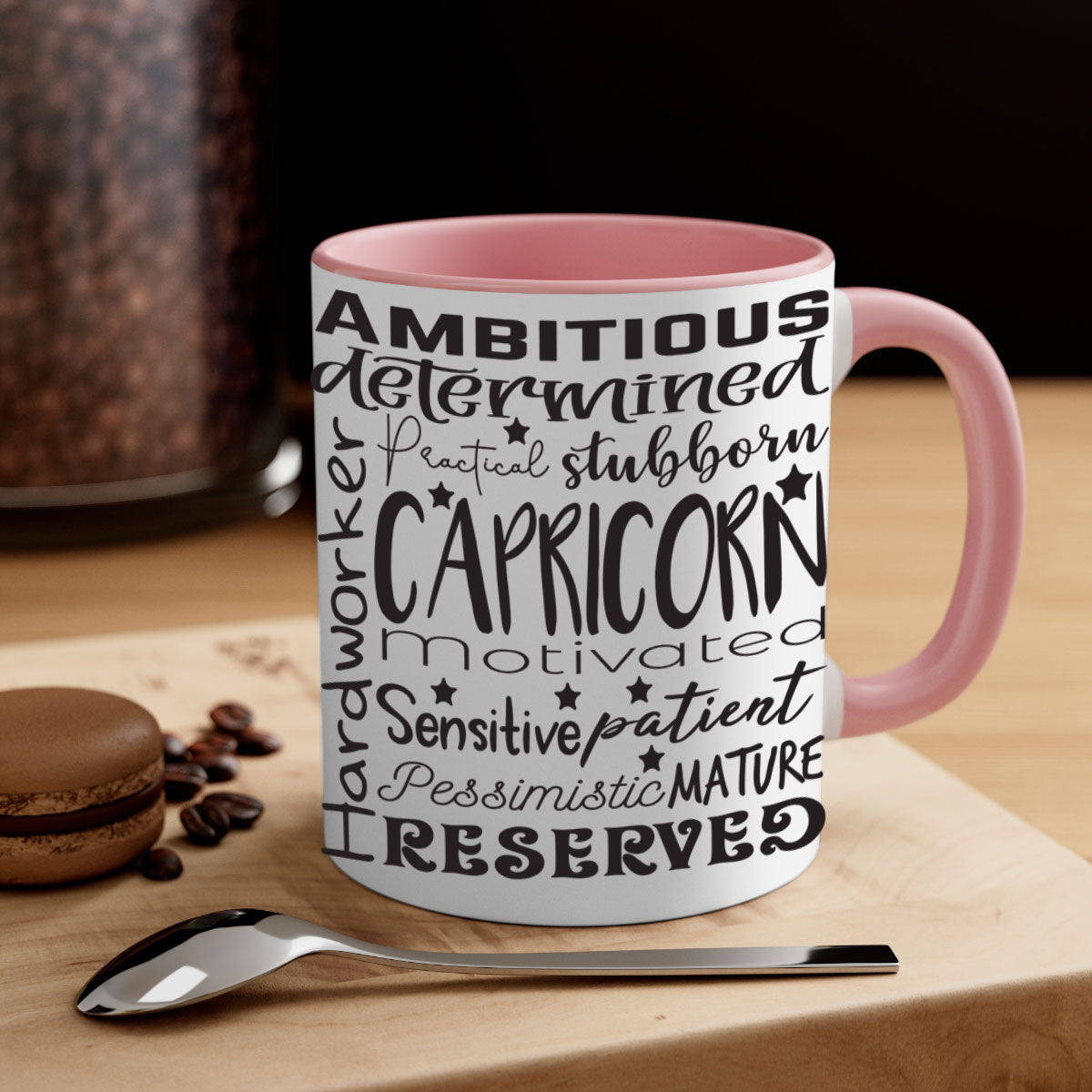 Capricorn 566# Mug featuring a glossy finish, colored handle, and interior, available in five vibrant colors.