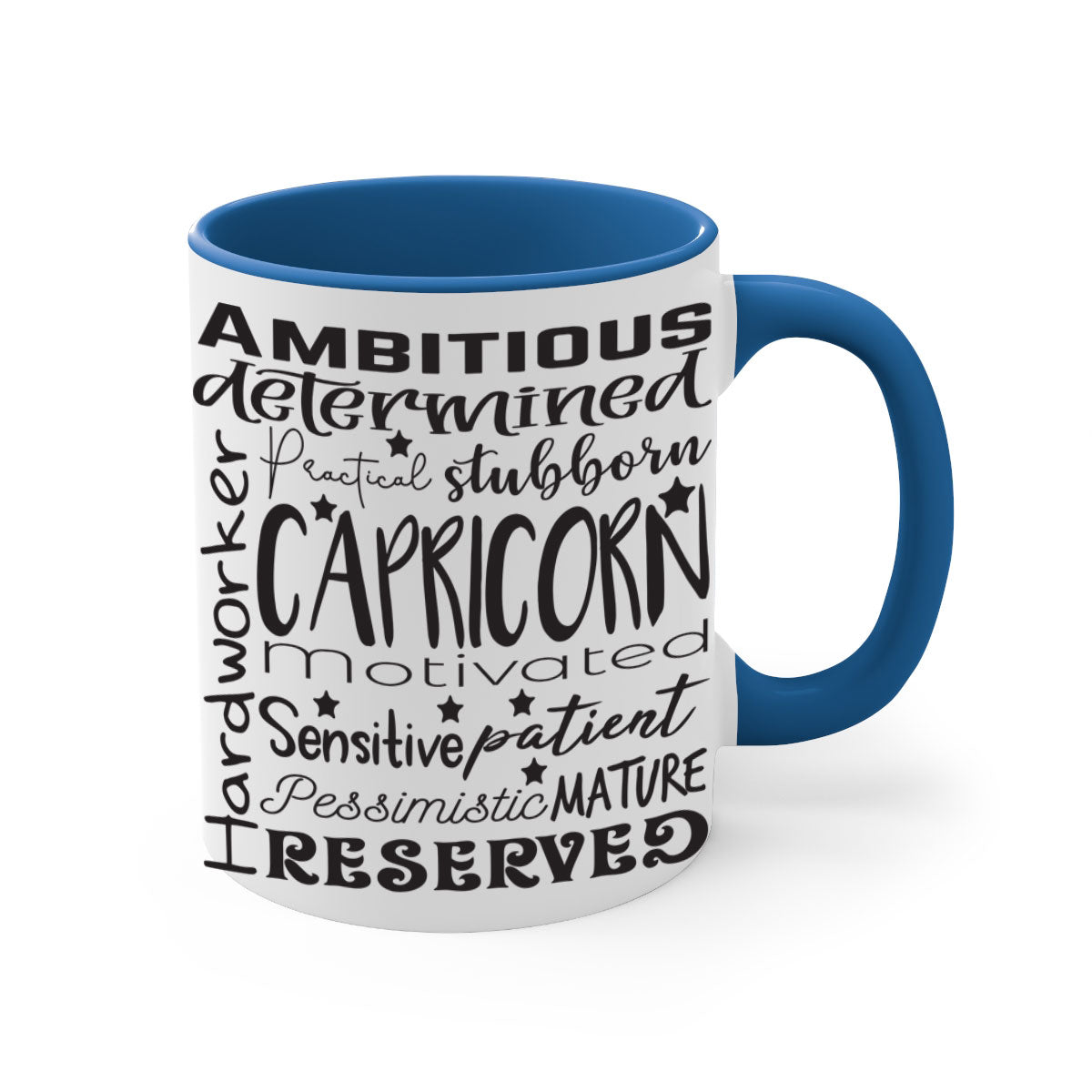 Capricorn 566# Mug featuring a glossy finish, colored handle, and interior, available in five vibrant colors.