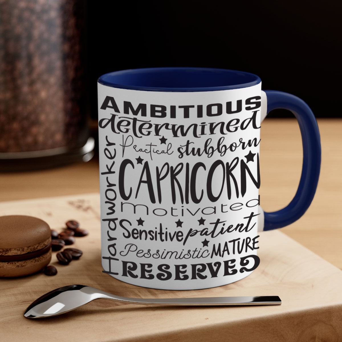 Capricorn 566# Mug featuring a glossy finish, colored handle, and interior, available in five vibrant colors.