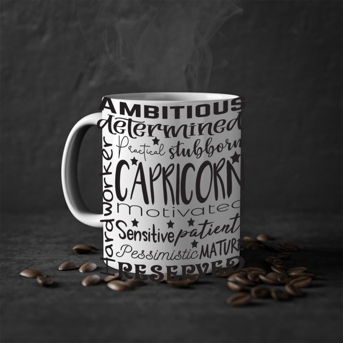 Capricorn 566# Mug featuring a glossy finish, colored handle, and interior, available in five vibrant colors.