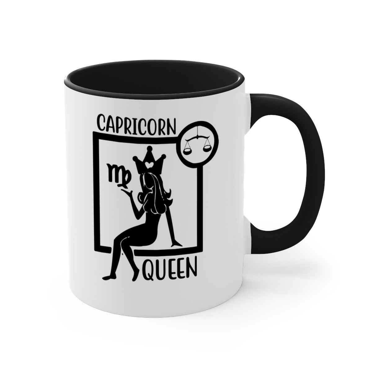 Capricorn queen 194# Mug with a glossy finish, featuring a colored handle and interior, available in five colors.