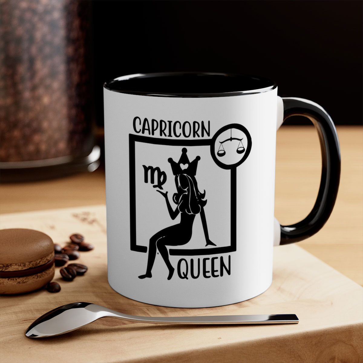 Capricorn queen 194# Mug with a glossy finish, featuring a colored handle and interior, available in five colors.