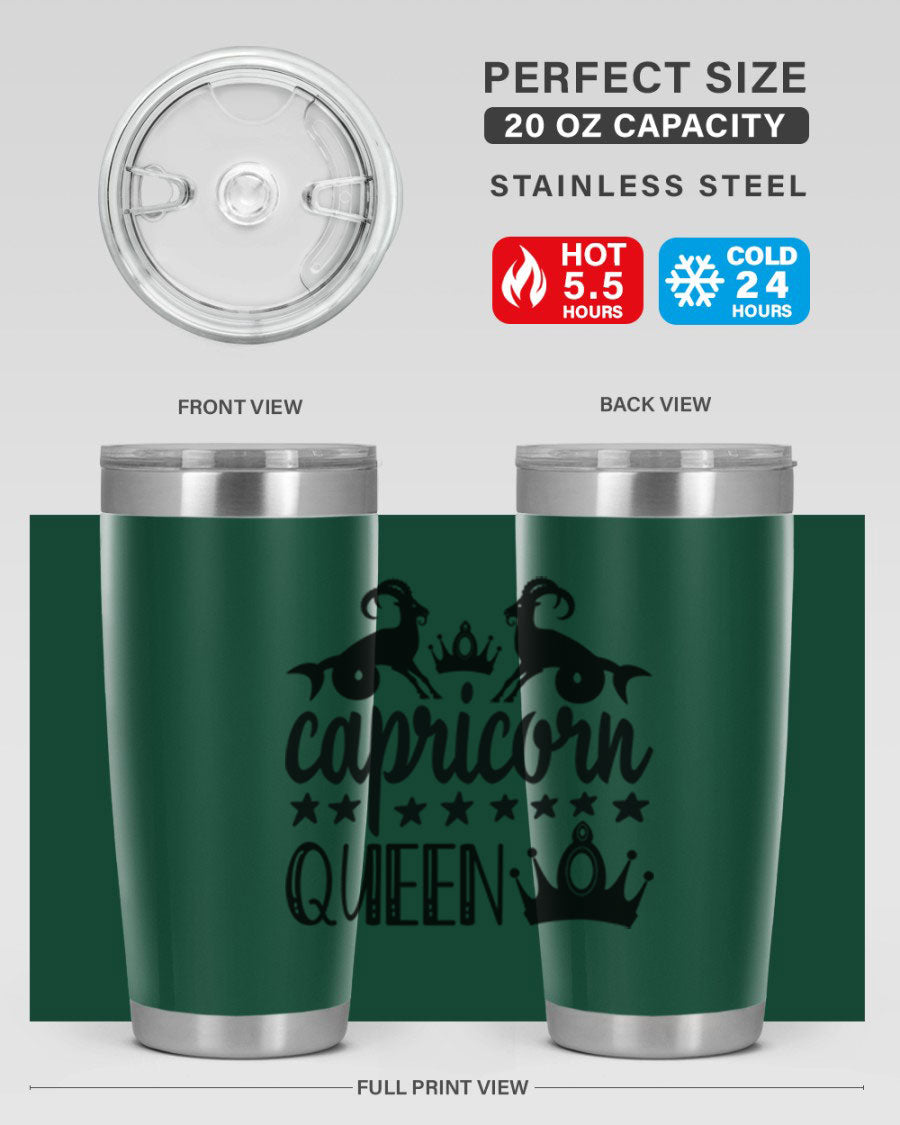 Capricorn Queen 195# Tumbler in stainless steel with a stylish design, perfect for hot and cold beverages.