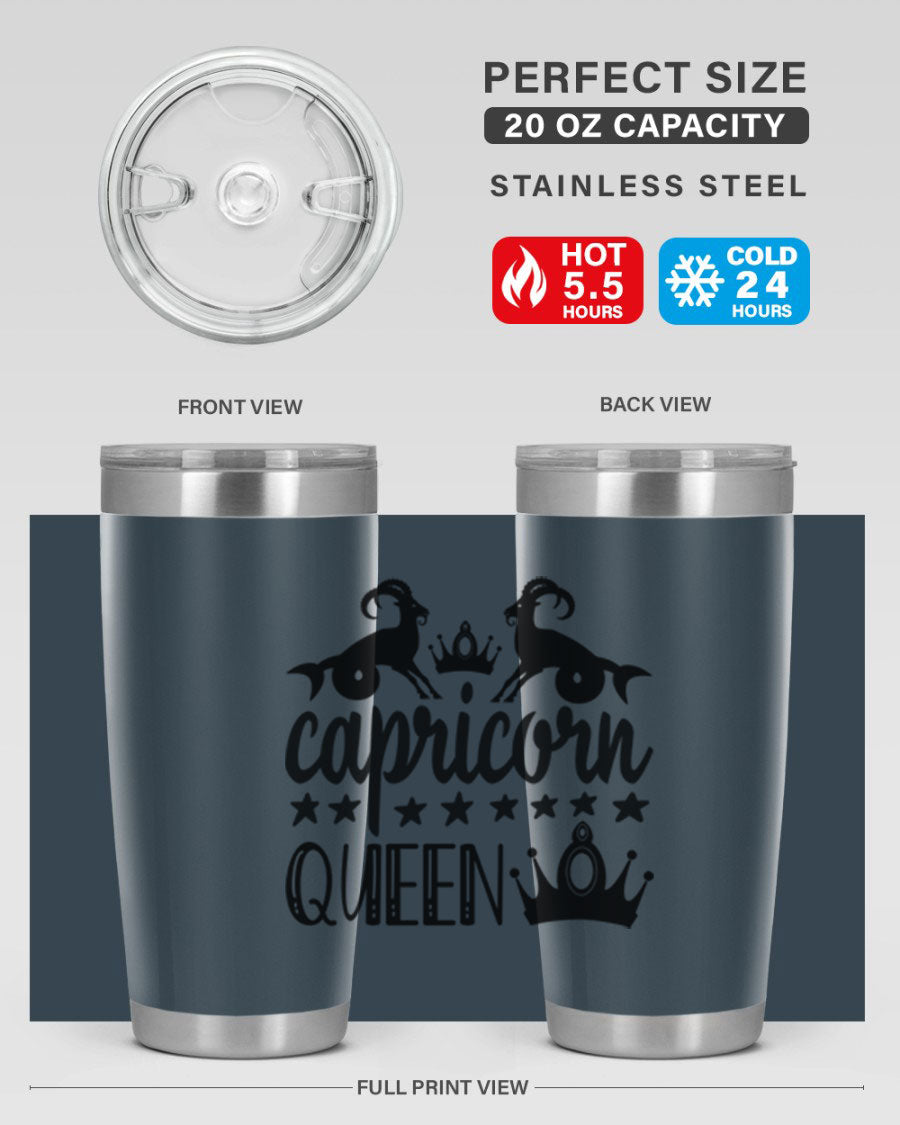 Capricorn Queen 195# Tumbler in stainless steel with a stylish design, perfect for hot and cold beverages.