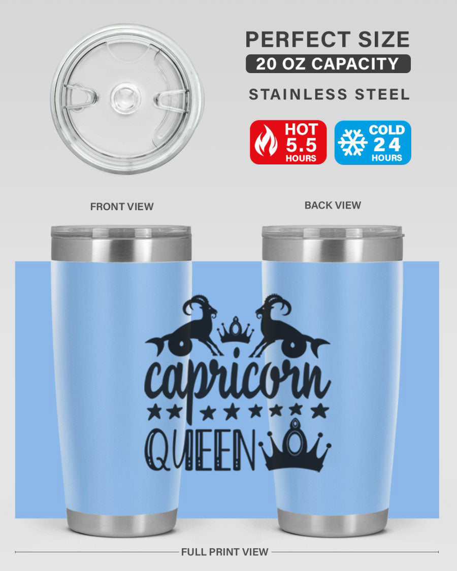 Capricorn Queen 195# Tumbler in stainless steel with a stylish design, perfect for hot and cold beverages.