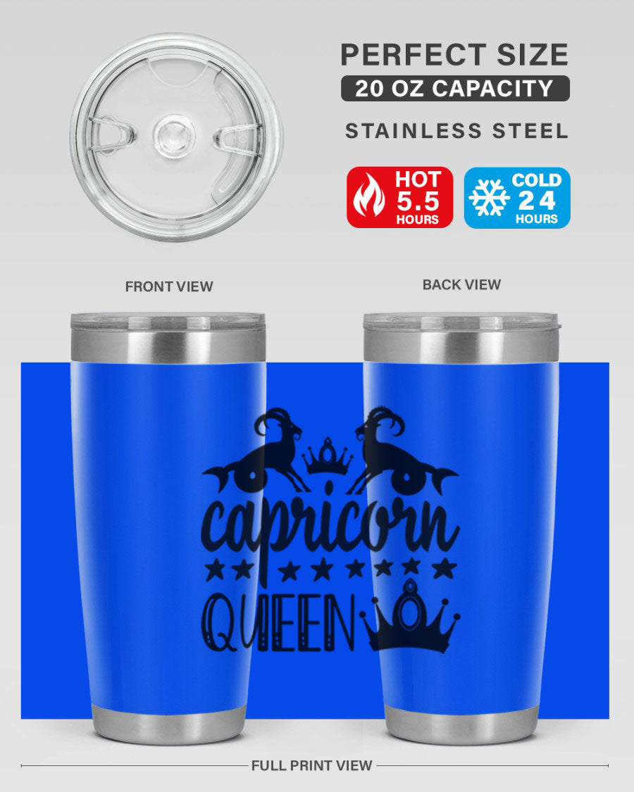 Capricorn Queen 195# Tumbler in stainless steel with a stylish design, perfect for hot and cold beverages.