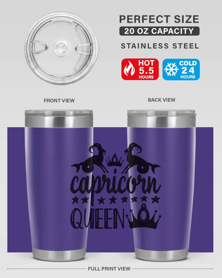 Capricorn Queen 195# Tumbler in stainless steel with a stylish design, perfect for hot and cold beverages.