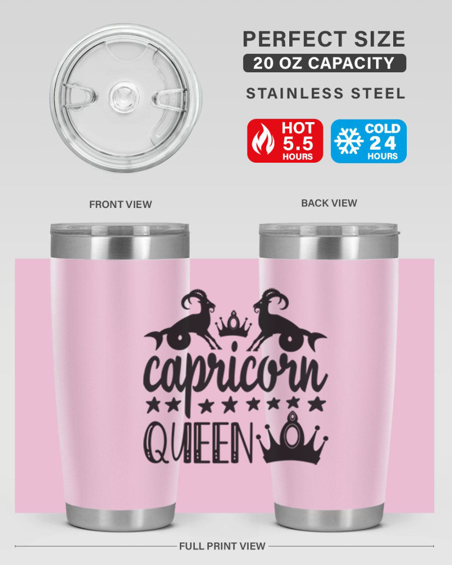 Capricorn Queen 195# Tumbler in stainless steel with a stylish design, perfect for hot and cold beverages.