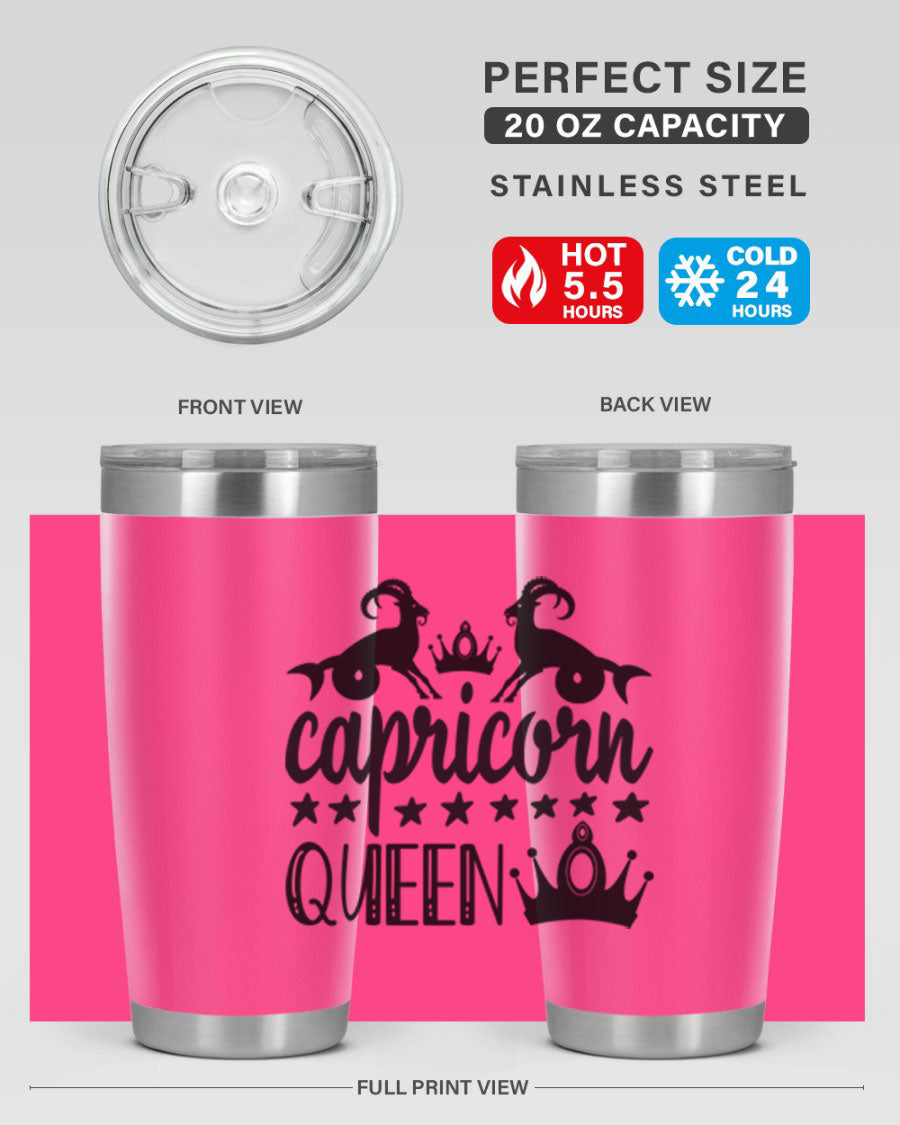 Capricorn Queen 195# Tumbler in stainless steel with a stylish design, perfect for hot and cold beverages.