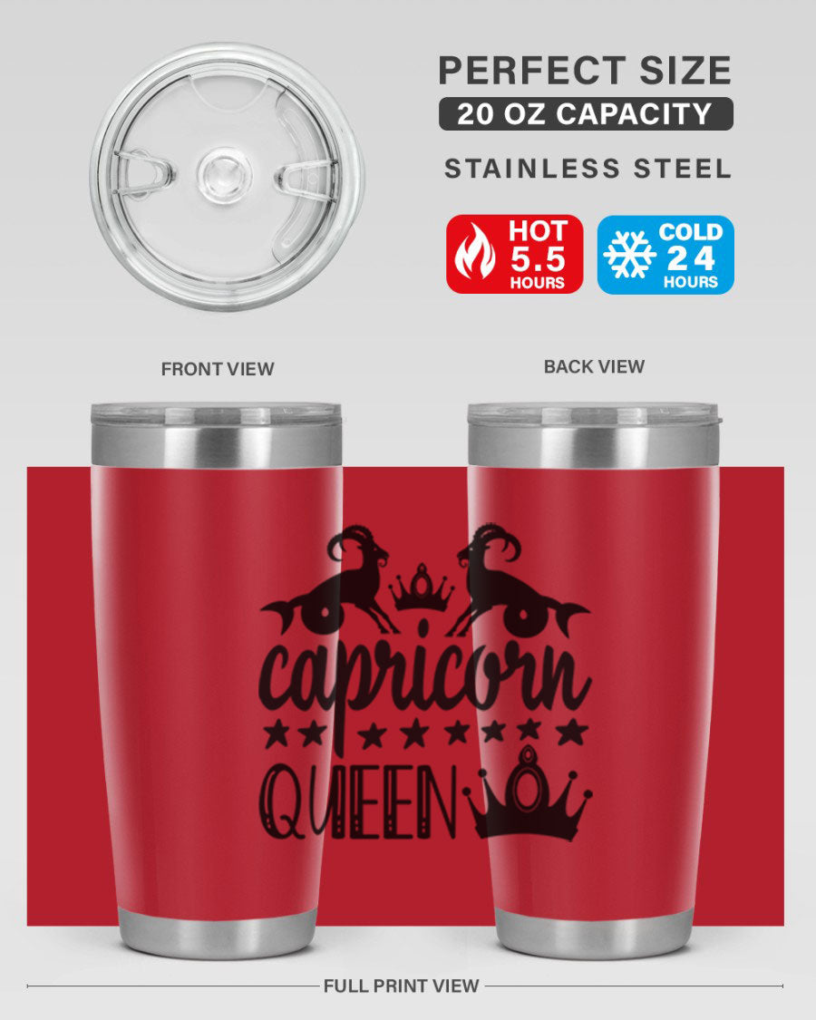 Capricorn Queen 195# Tumbler in stainless steel with a stylish design, perfect for hot and cold beverages.