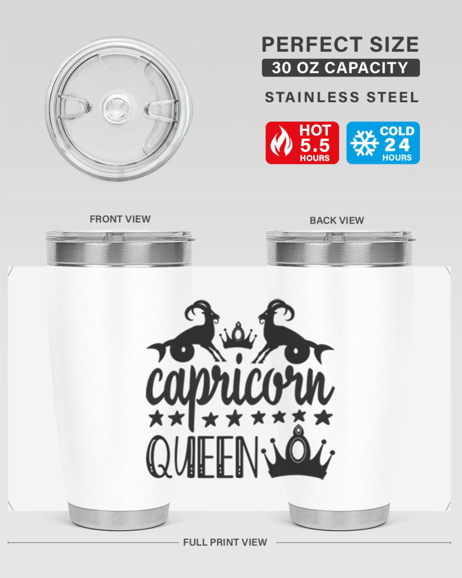 Capricorn Queen 195# Tumbler in stainless steel with a stylish design, perfect for hot and cold beverages.