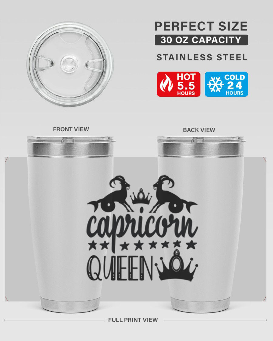 Capricorn Queen 195# Tumbler in stainless steel with a stylish design, perfect for hot and cold beverages.