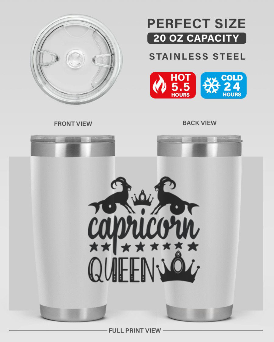 Capricorn Queen 195# Tumbler in stainless steel with a stylish design, perfect for hot and cold beverages.