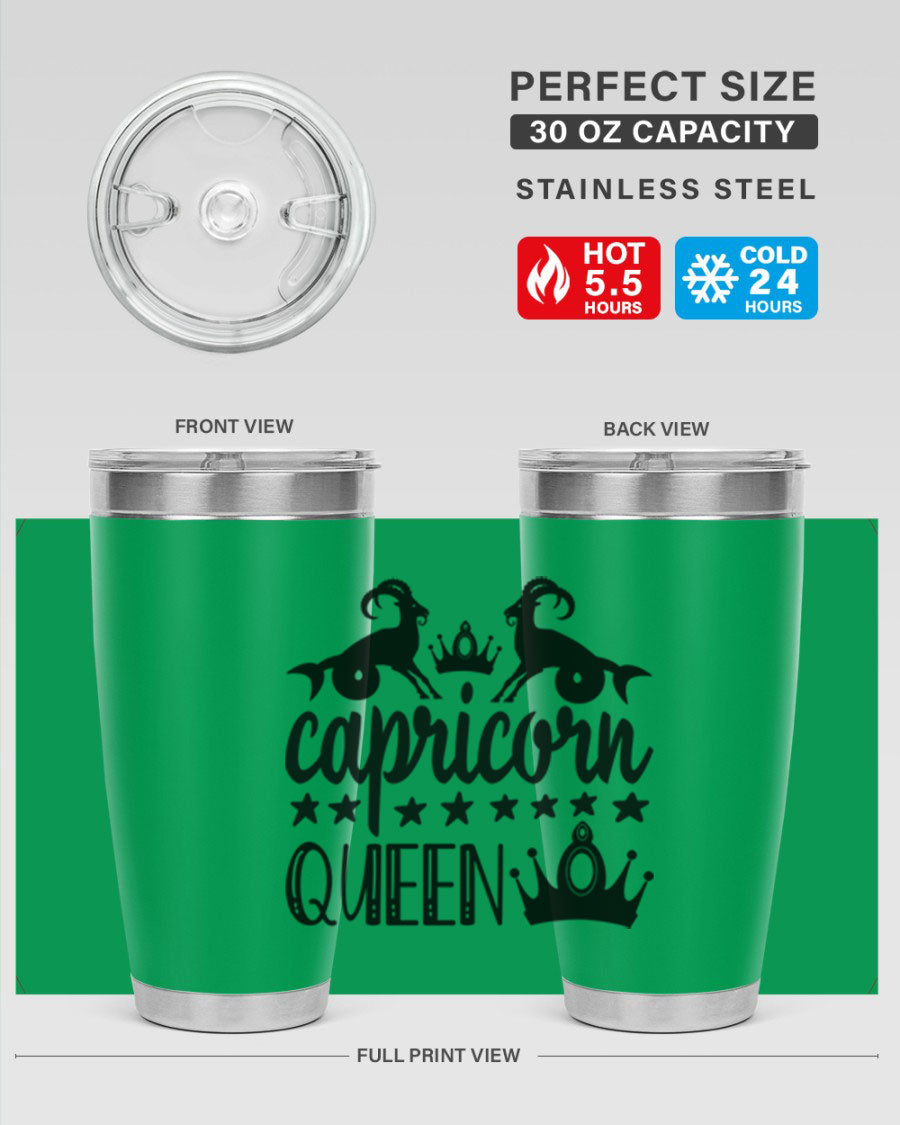Capricorn Queen 195# Tumbler in stainless steel with a stylish design, perfect for hot and cold beverages.