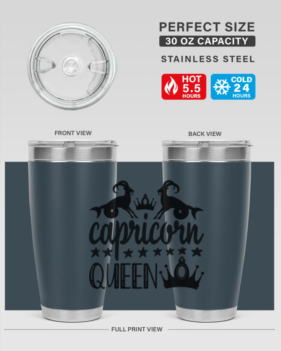 Capricorn Queen 195# Tumbler in stainless steel with a stylish design, perfect for hot and cold beverages.