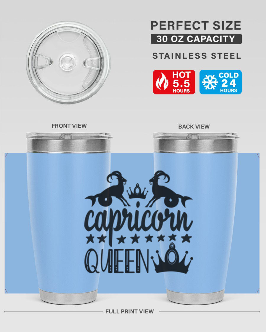 Capricorn Queen 195# Tumbler in stainless steel with a stylish design, perfect for hot and cold beverages.