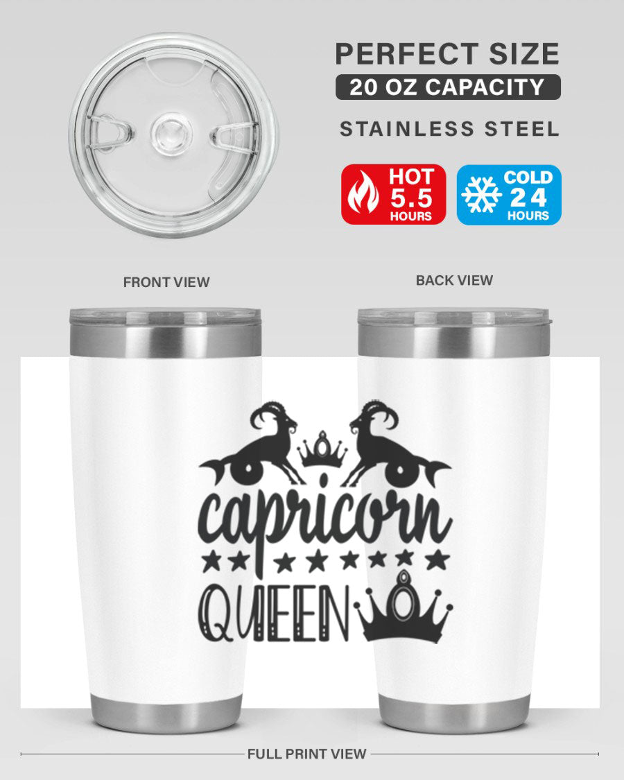 Capricorn Queen 195# Tumbler in stainless steel with a stylish design, perfect for hot and cold beverages.