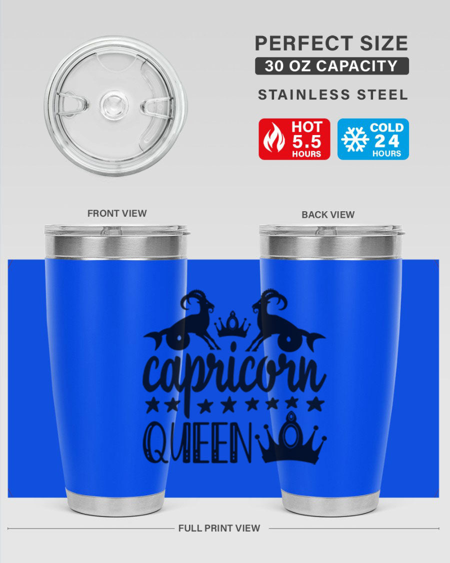 Capricorn Queen 195# Tumbler in stainless steel with a stylish design, perfect for hot and cold beverages.