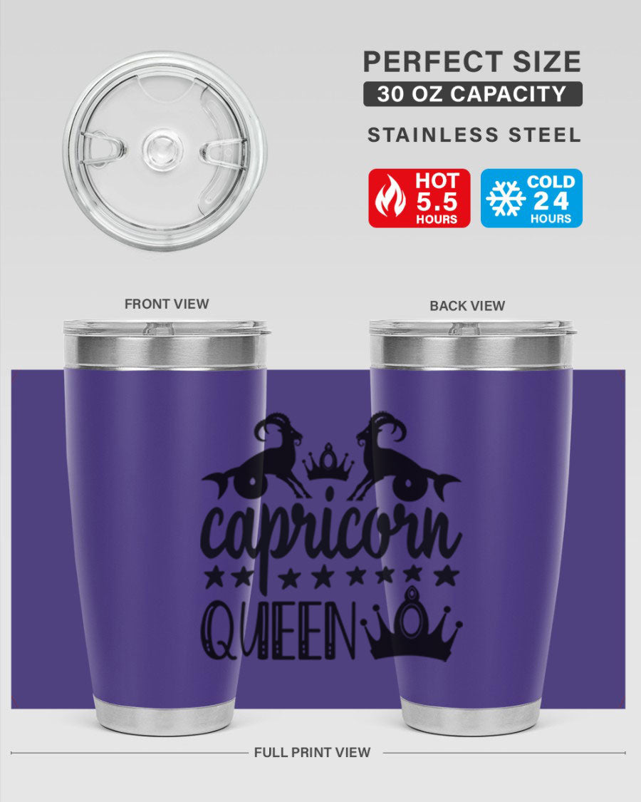 Capricorn Queen 195# Tumbler in stainless steel with a stylish design, perfect for hot and cold beverages.