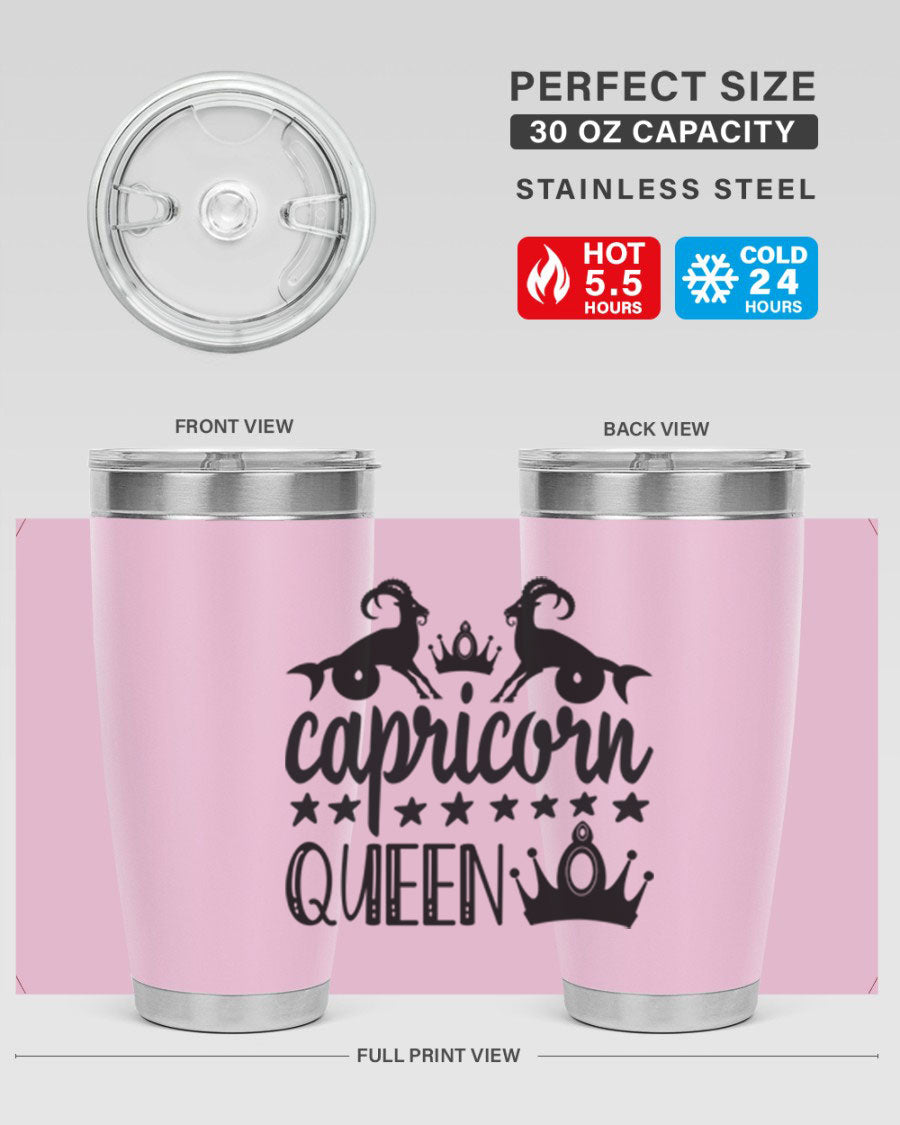 Capricorn Queen 195# Tumbler in stainless steel with a stylish design, perfect for hot and cold beverages.