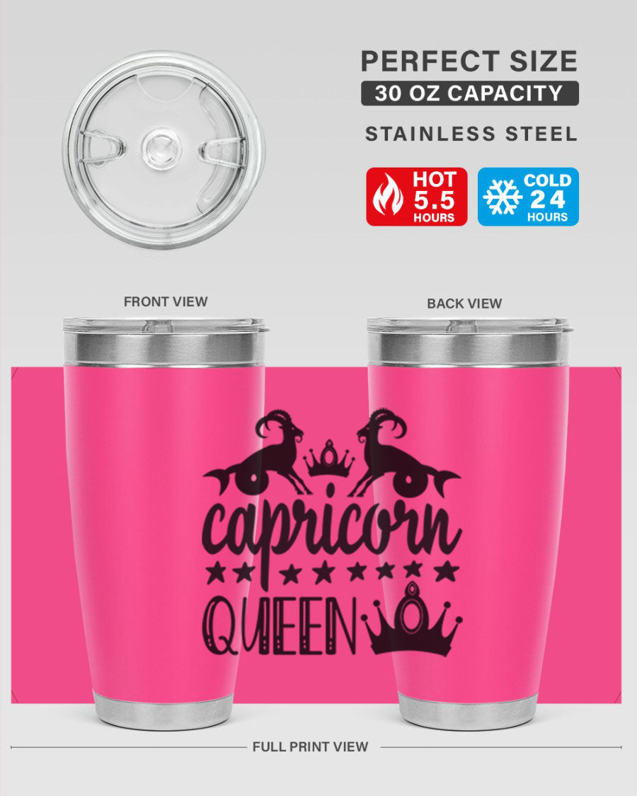 Capricorn Queen 195# Tumbler in stainless steel with a stylish design, perfect for hot and cold beverages.