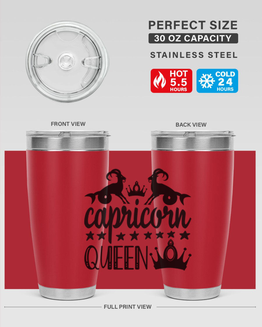 Capricorn Queen 195# Tumbler in stainless steel with a stylish design, perfect for hot and cold beverages.