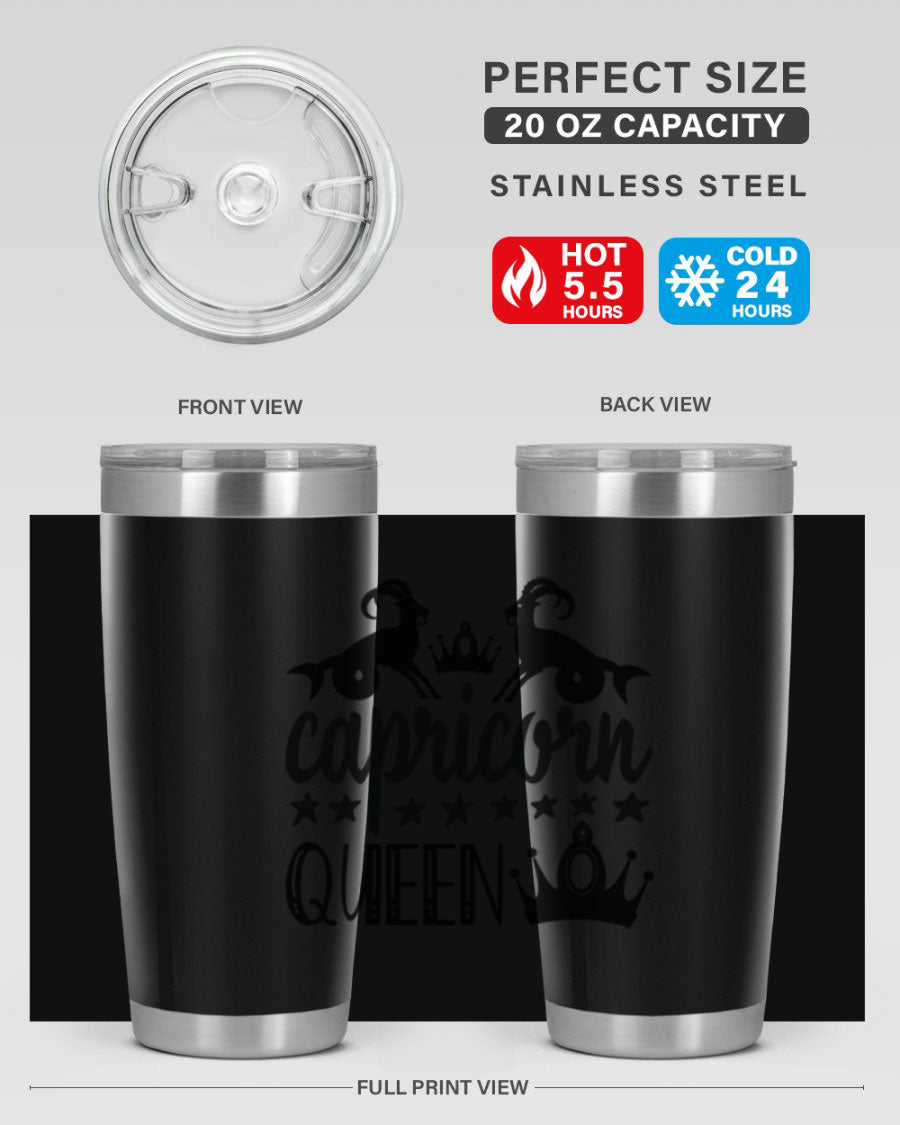 Capricorn Queen 195# Tumbler in stainless steel with a stylish design, perfect for hot and cold beverages.