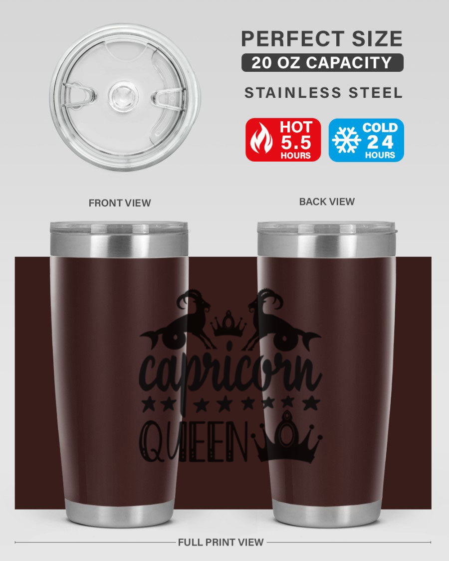 Capricorn Queen 195# Tumbler in stainless steel with a stylish design, perfect for hot and cold beverages.